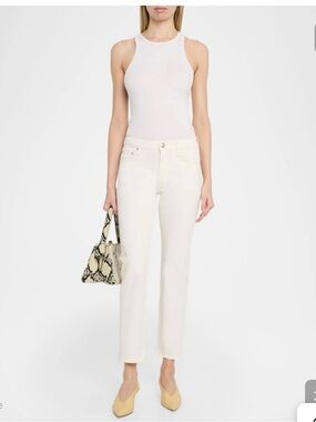 rag & bone 27 Harlow Mid-Rise Straight Leg Jeans in Optic White